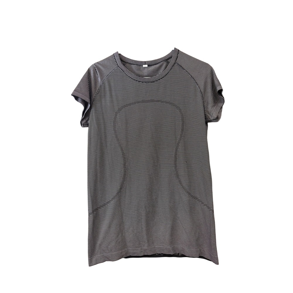 Lululemon Swiftly Tech Short Sleeve Crew Striped Black White Size 12 Activewear